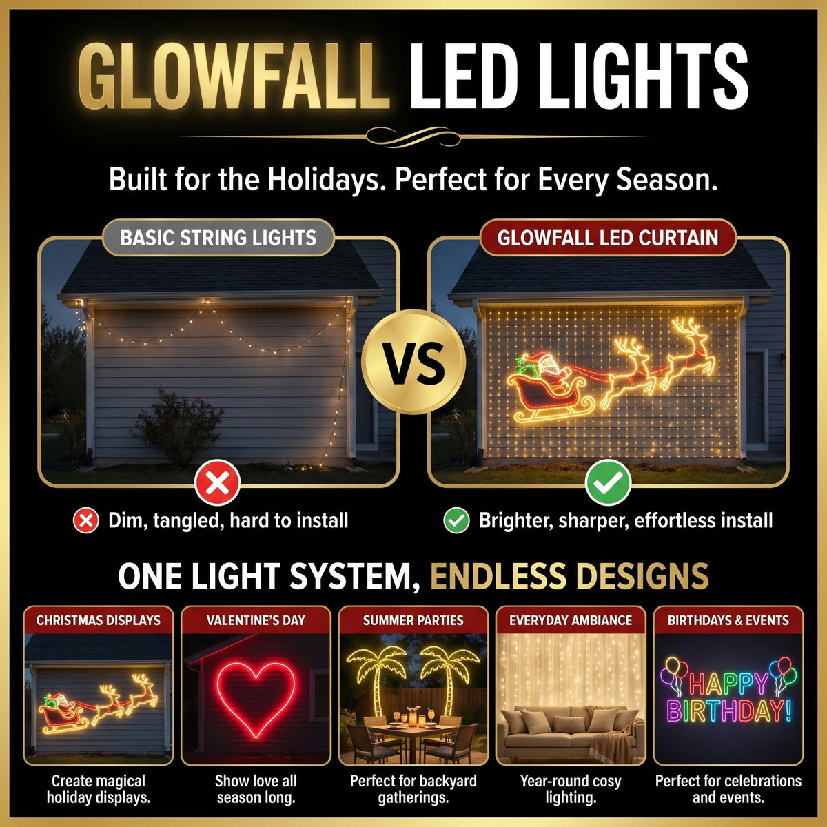 GlowFall™ LED Light Curtain